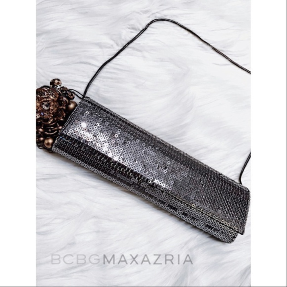BCBGMaxAzria sequin clutch/handbag with bag charm NWOT
